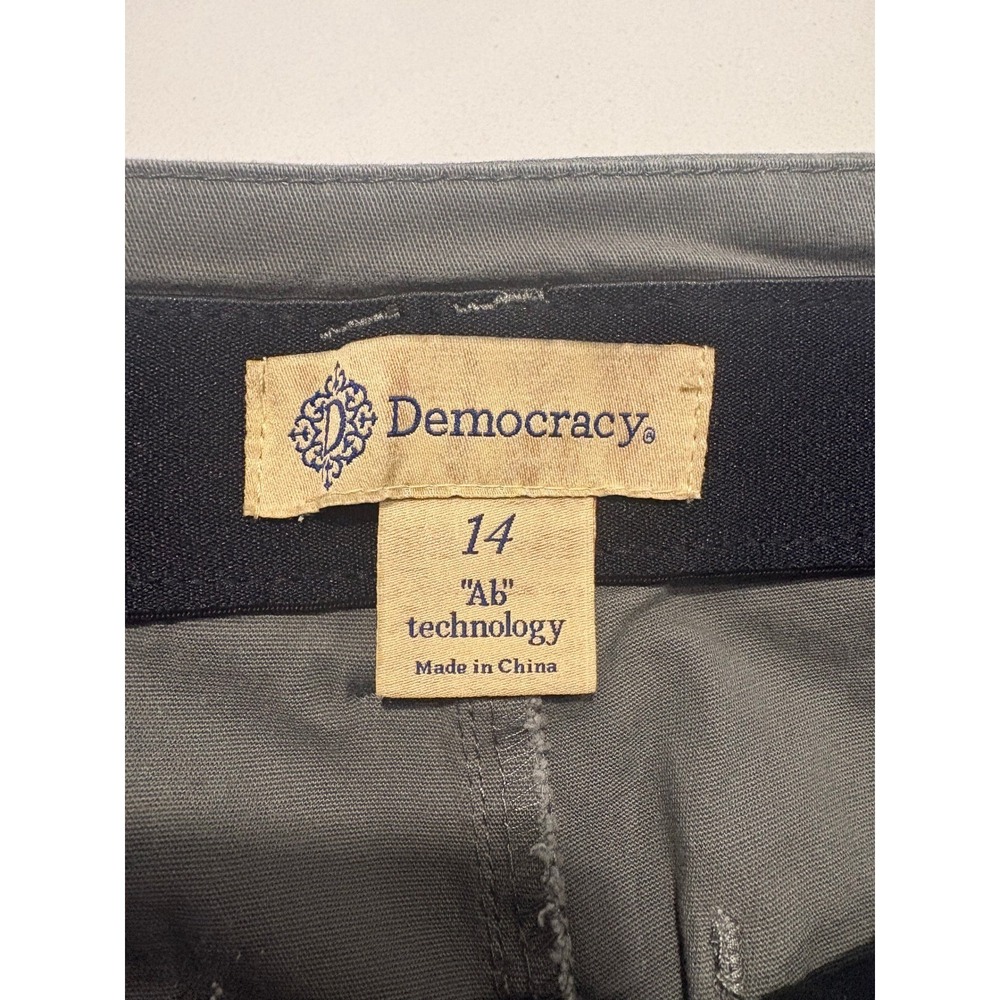 Democracy Ab Tech Pants Womens Sz 14 Olive Green High Rise Tapered Twill Chino - Picture 3 of 11